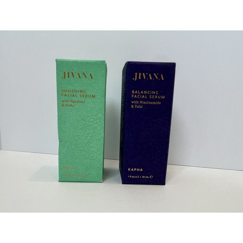 Jivana Facial Serum Set Of 2-Squalane & Amla Niacinamide Tulsi, 1 fl oz NIB